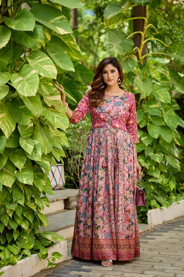 Pink_Silk_Blend_Printed_Ethnic_Dresses_Gown_For_Women