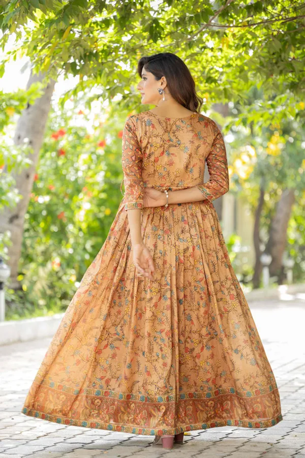 Cream_Silk_Blend_Printed_Ethnic_Dresses_Gown_For_Women