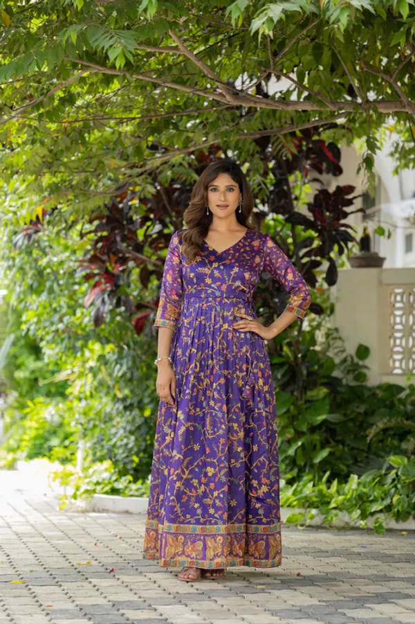 Violet_Silk_Blend_Printed_Ethnic_Dresses_Gown_For_Women