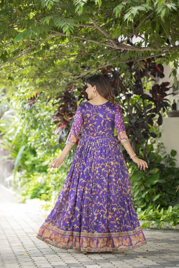 Violet_Silk_Blend_Printed_Ethnic_Dresses_Gown_For_Women