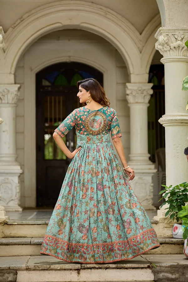 Sky_Blue_Silk_Blend_Printed_Ethnic_Dresses_Gown_For_Women