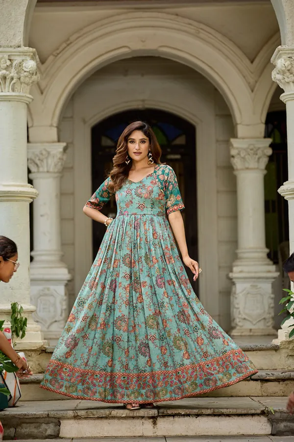 Sky_Blue_Silk_Blend_Printed_Ethnic_Dresses_Gown_For_Women