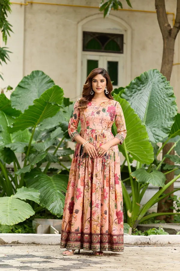 Peach_Silk_Blend_Printed_Ethnic_Dresses_Gown_For_Women