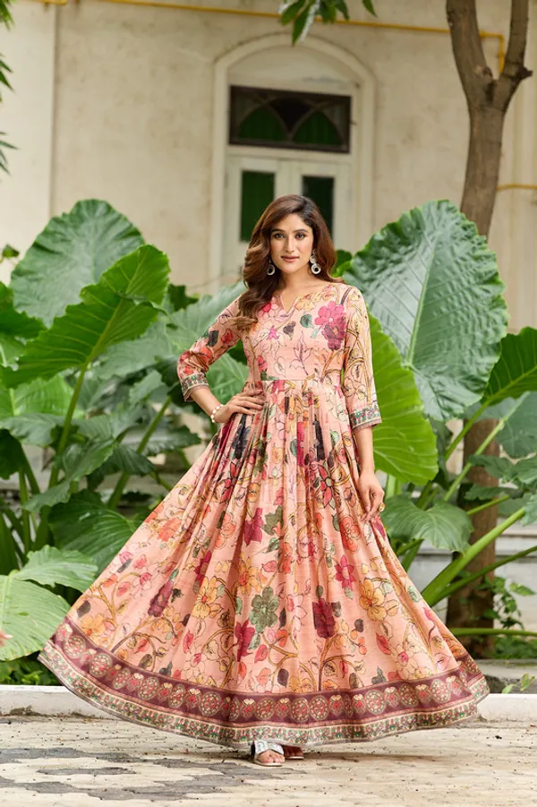 Peach_Silk_Blend_Printed_Ethnic_Dresses_Gown_For_Women