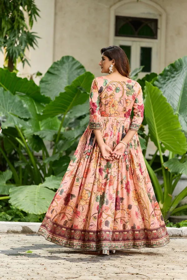 Peach_Silk_Blend_Printed_Ethnic_Dresses_Gown_For_Women