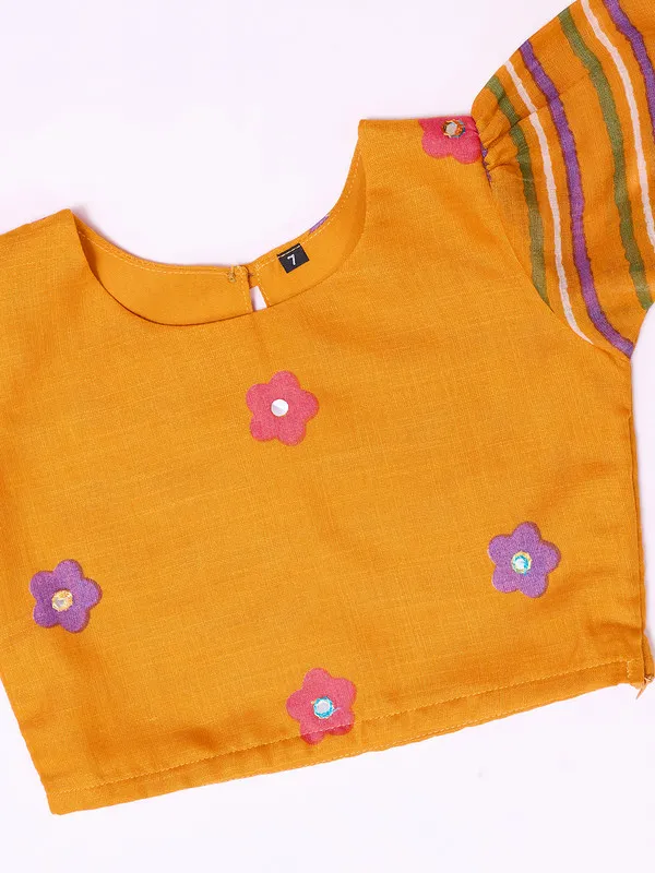 Mustard_Cotton_Blend_Embroidery_Lehenga_Choli_For_Girls