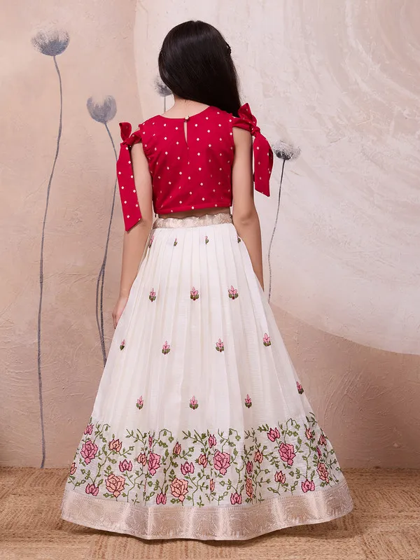 Red_Kota_Checks_Embroidery_Lehenga_Choli_For_Girls
