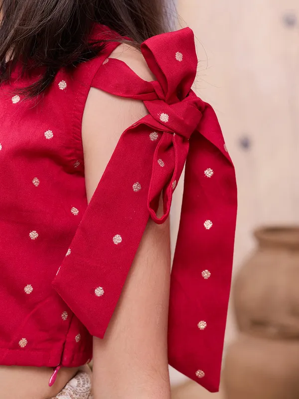 Red_Kota_Checks_Embroidery_Lehenga_Choli_For_Girls