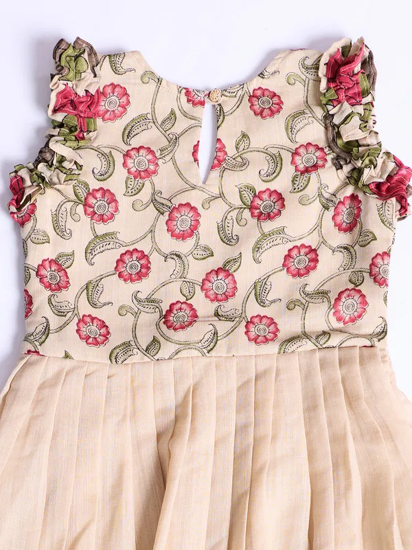 Beige_Cotton_Blend_Printed_Ethnic_Dresses_Gown_For_Girls