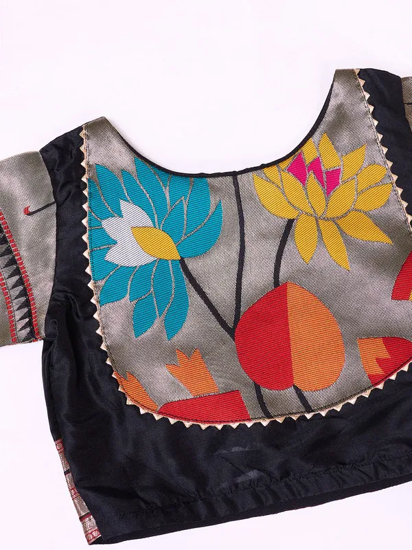 Black_Silk_Blend_Woven_Lehenga_Choli_For_Girls