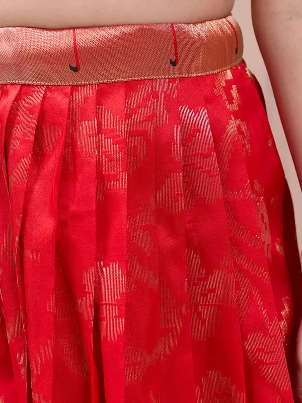 Red_Silk_Blend_Woven_Lehenga_Choli_For_Girls