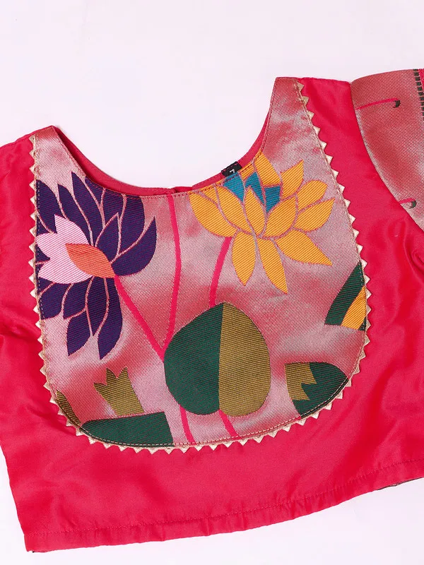 Pink_Silk_Blend_Woven_Lehenga_Choli_For_Girls