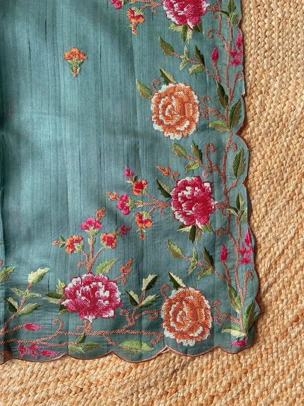 Dark_Pista_Matka_Silk_Floral_Embroidery_Saree_For_Women