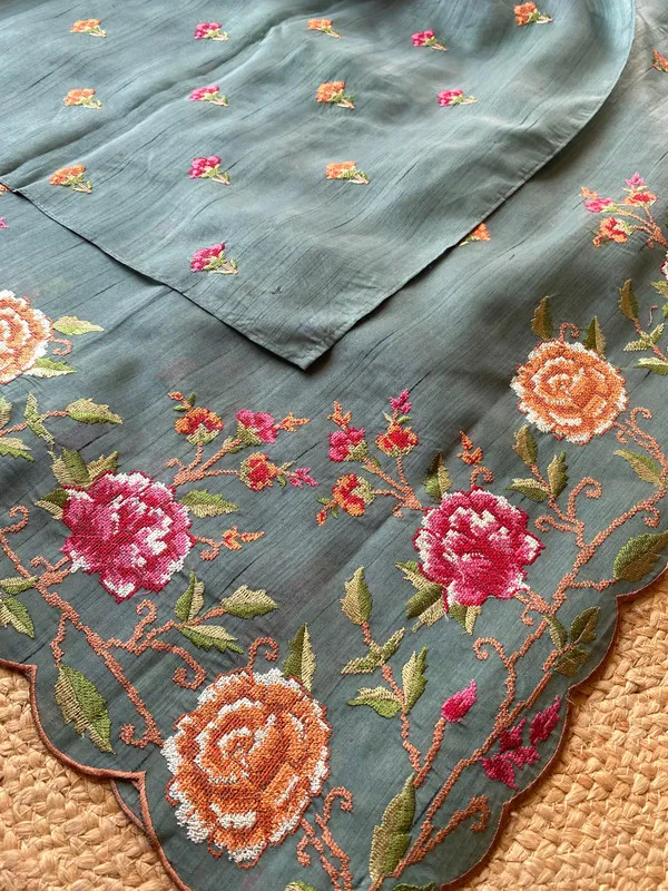Dark_Pista_Matka_Silk_Floral_Embroidery_Saree_For_Women