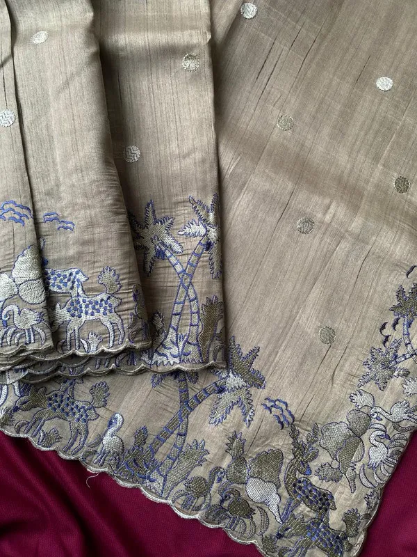 Dark_Pista_Matka_Silk_Embroidery_Saree_For_Women