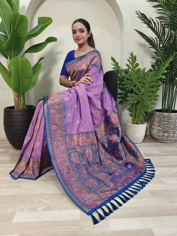 Lavender_Paithani_Silk_Weaving_Saree_For_Women