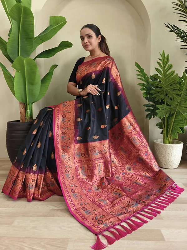 Black_Paithani_Silk_Weaving_Saree_For_Women