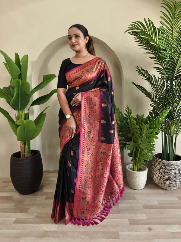 Black_Paithani_Silk_Weaving_Saree_For_Women