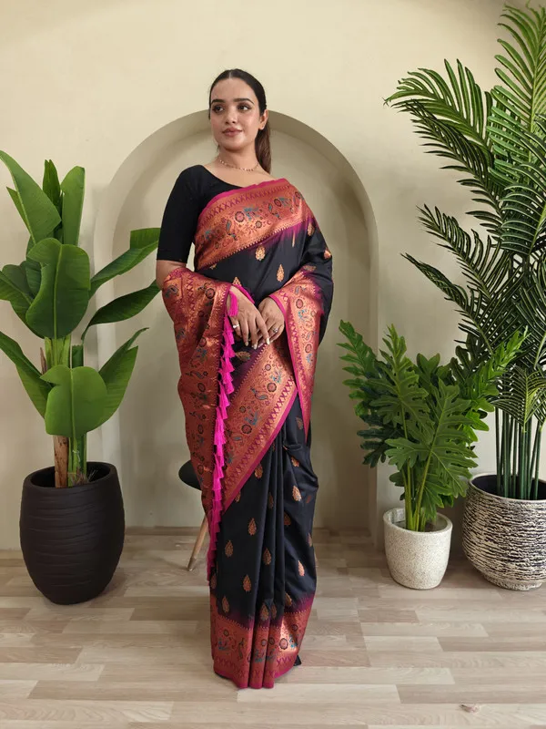 Black_Paithani_Silk_Weaving_Saree_For_Women