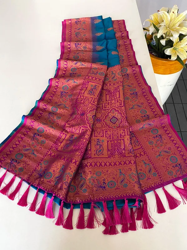 Denim_Paithani_Silk_Weaving_Saree_For_Women