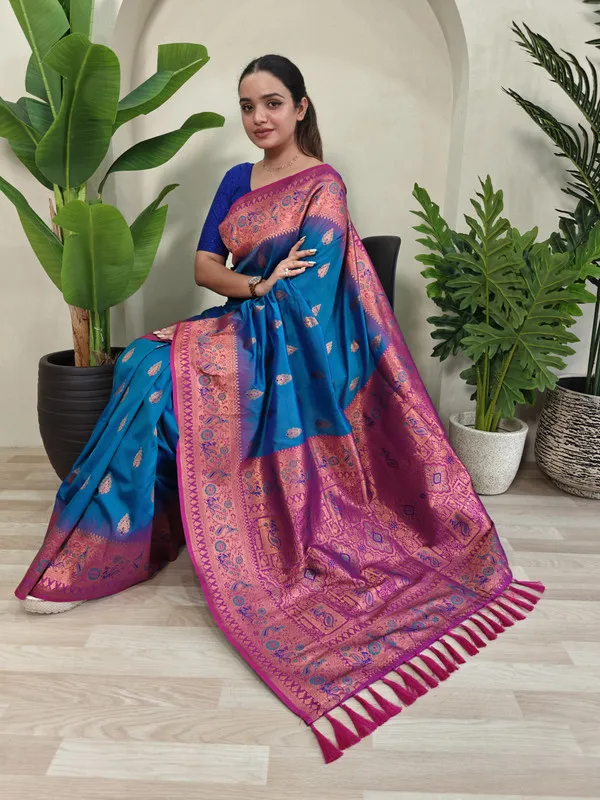 Denim_Paithani_Silk_Weaving_Saree_For_Women