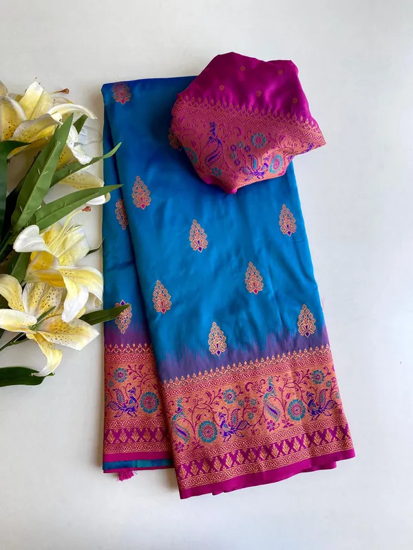 Denim_Paithani_Silk_Weaving_Saree_For_Women
