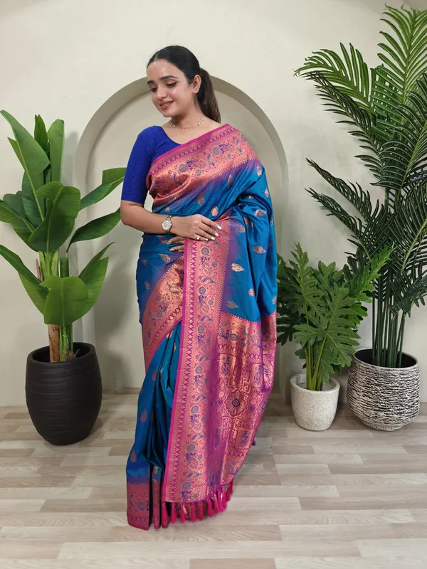 Denim_Paithani_Silk_Weaving_Saree_For_Women
