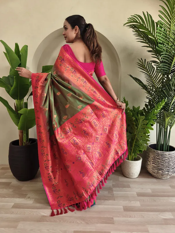 Mehendi_Paithani_Silk_Weaving_Saree_For_Women