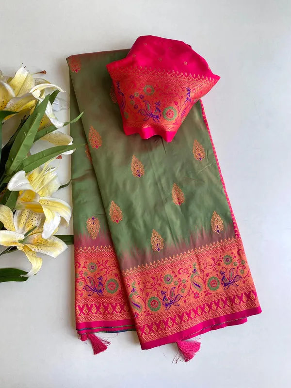 Mehendi_Paithani_Silk_Weaving_Saree_For_Women