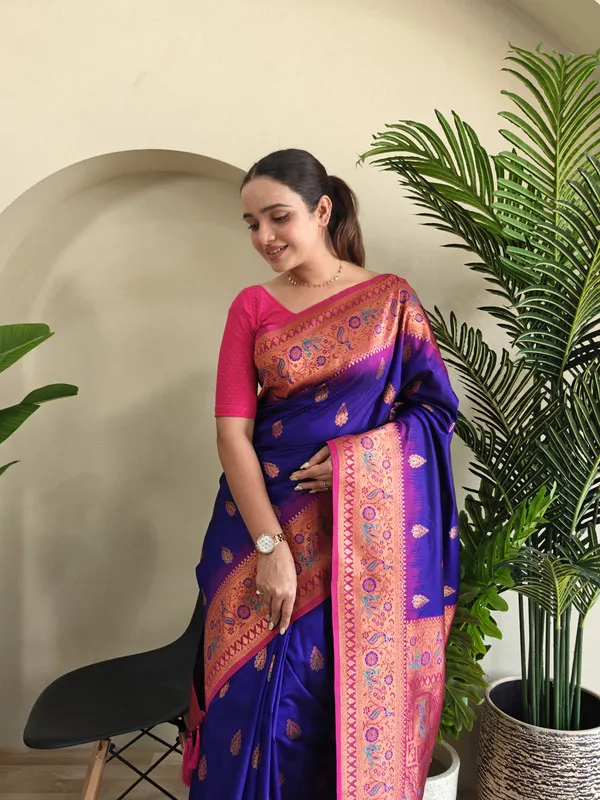 Violet_Paithani_Silk_Weaving_Saree_For_Women