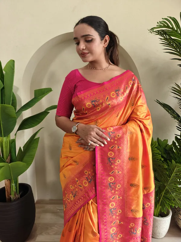 Yellow_Paithani_Silk_Weaving_Saree_For_Women
