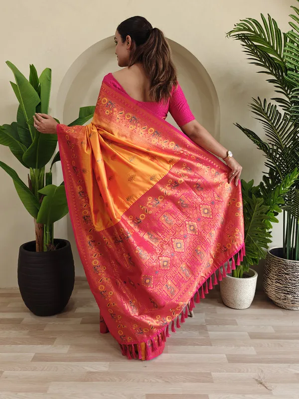 Yellow_Paithani_Silk_Weaving_Saree_For_Women