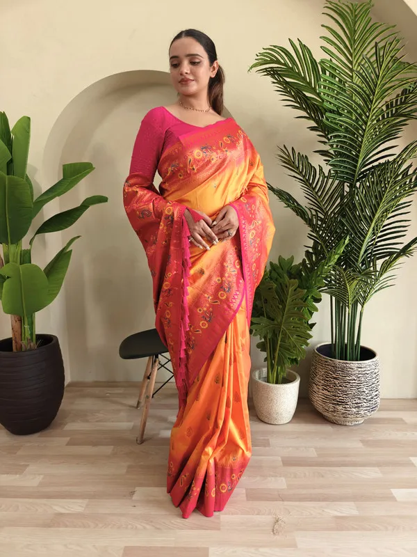 Yellow_Paithani_Silk_Weaving_Saree_For_Women