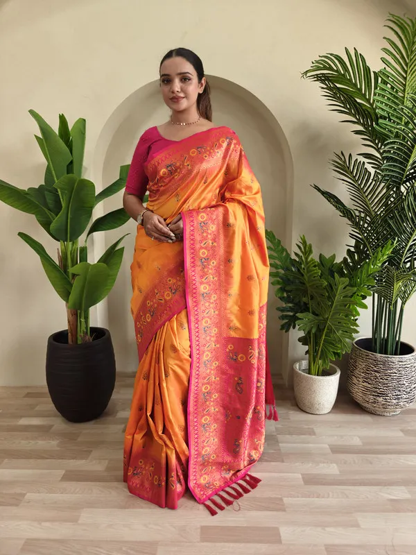 Yellow_Paithani_Silk_Weaving_Saree_For_Women