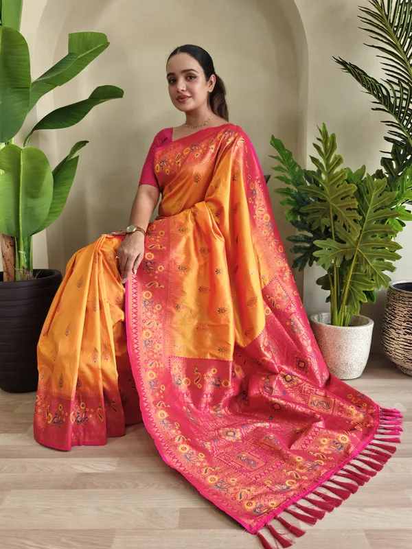 Yellow_Paithani_Silk_Weaving_Saree_For_Women
