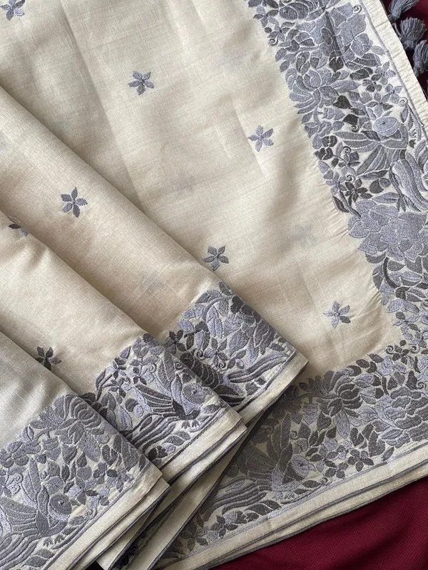 Grey_Tussar_Saree_Embroidery_Saree_For_Women