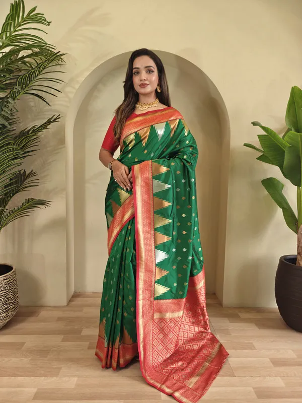 Bottle_Green_Silk_Weaving_Saree_For_Women