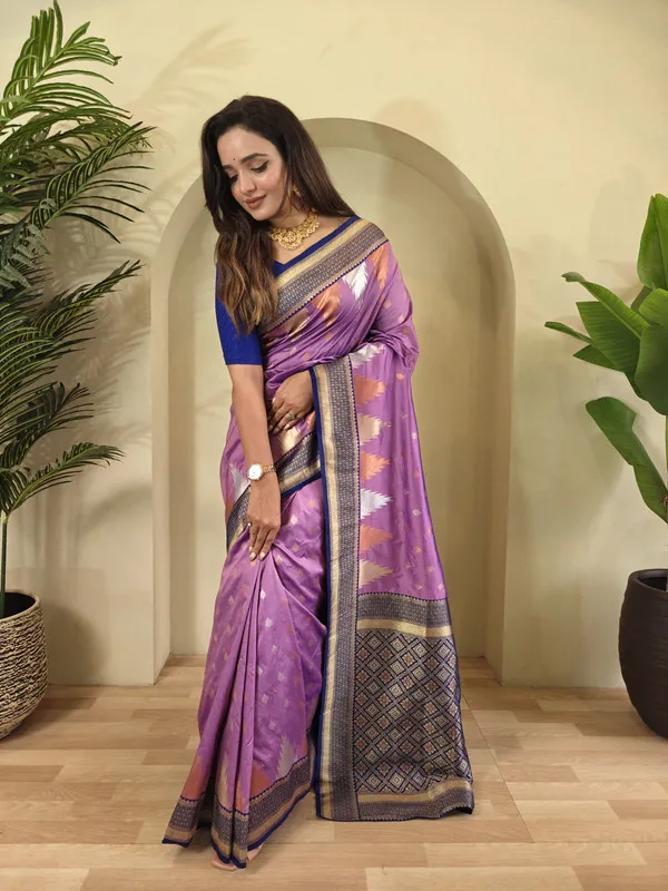 Lavender_Silk_Weaving_Saree_For_Women