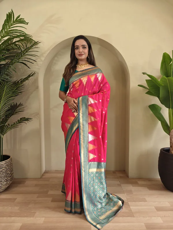 Pink_Silk_Weaving_Saree_For_Women