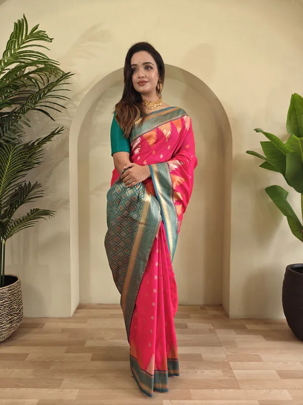 Pink_Silk_Weaving_Saree_For_Women