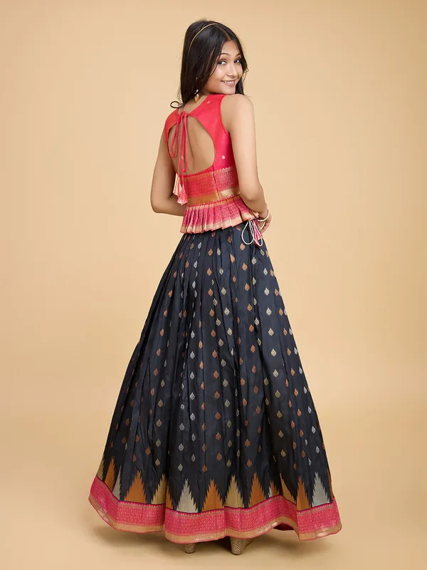 Black_Silk_Blend_Woven_Lehenga_Choli_For_Girls