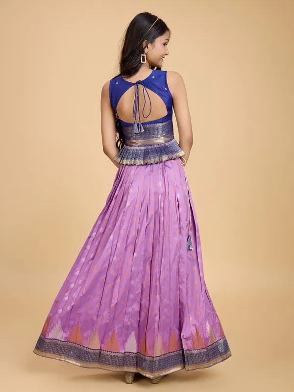 Lavender_Silk_Blend_Woven_Lehenga_Choli_For_Girls