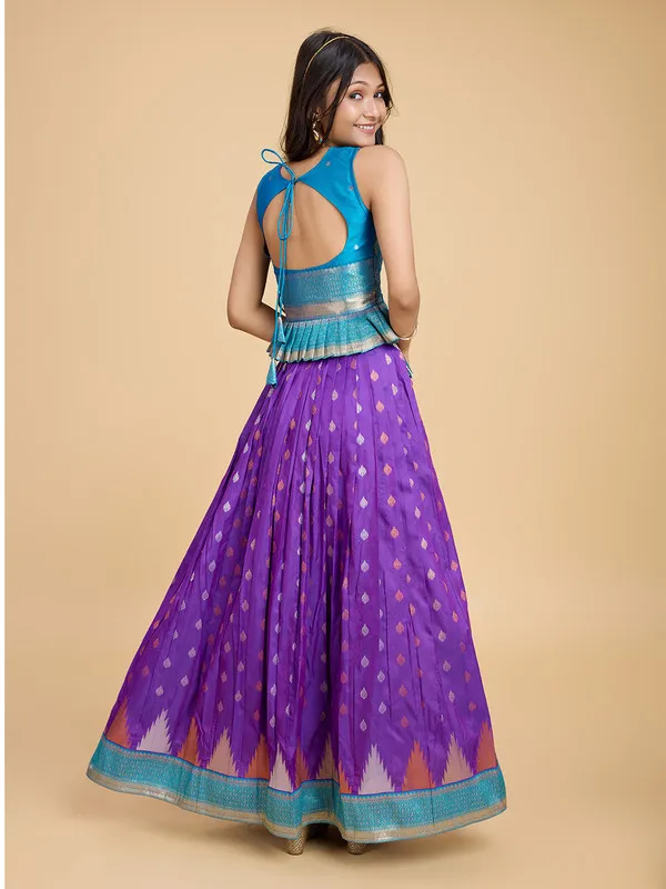 Purple_Silk_Blend_Woven_Lehenga_Choli_For_Girls