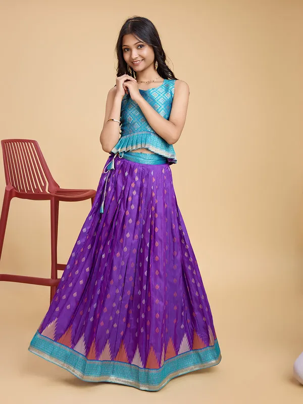 Purple_Silk_Blend_Woven_Lehenga_Choli_For_Girls