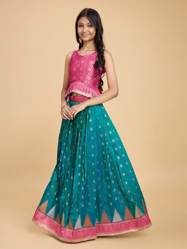 Rama_Silk_Blend_Woven_Lehenga_Choli_For_Girls
