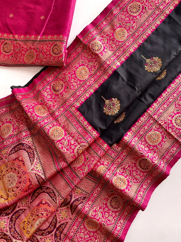 Black_Banarasi_Silk_Weaving_Saree_For_Women