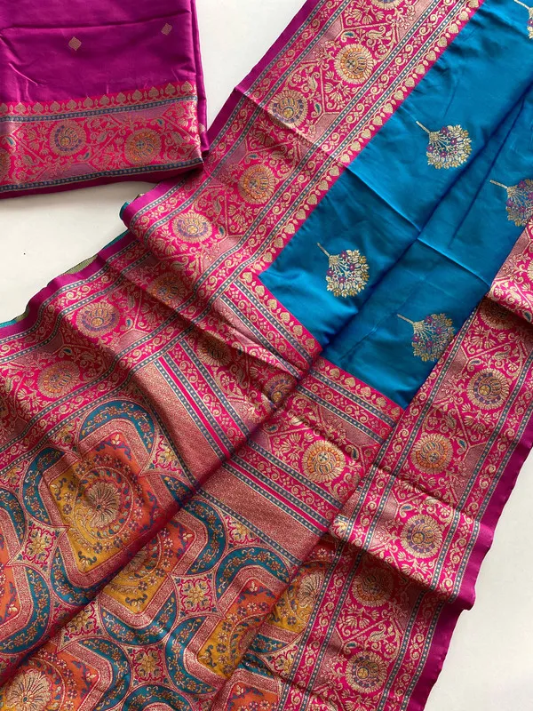 Denim_Banarasi_Silk_Weaving_Saree_For_Women