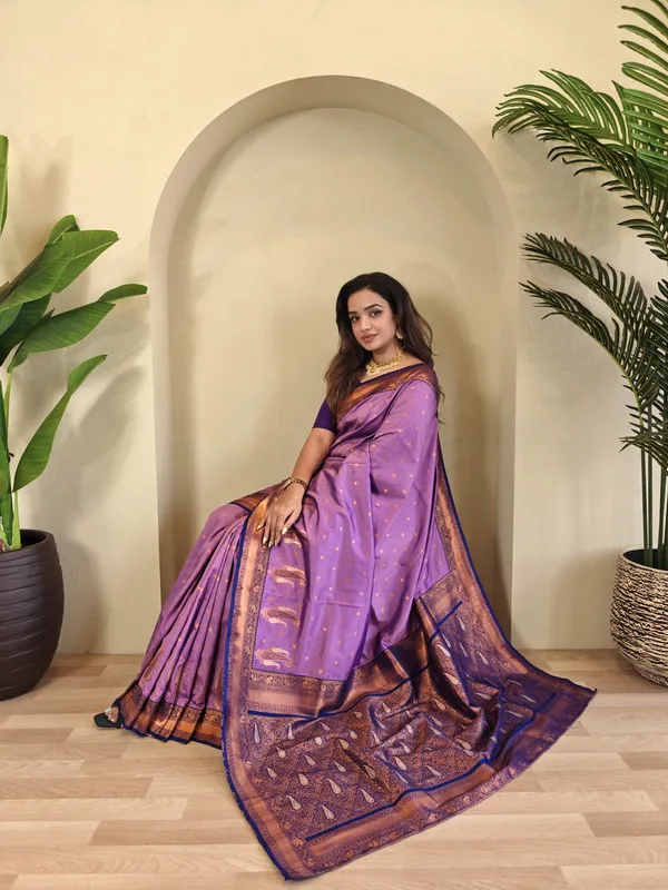 Lavender_Banarasi_Silk_Weaving_Saree_For_Women