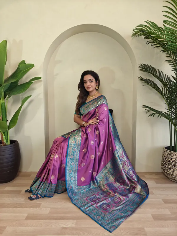 Lavender_Banarasi_Silk_Weaving_Saree_For_Women