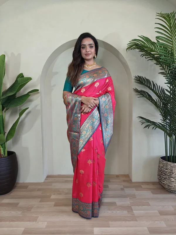 Pink_Banarasi_Silk_Weaving_Saree_For_Women